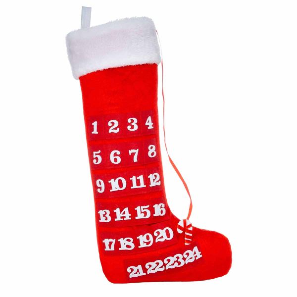 Calza di Natale rossa Conto alla Rovescia 55 cm