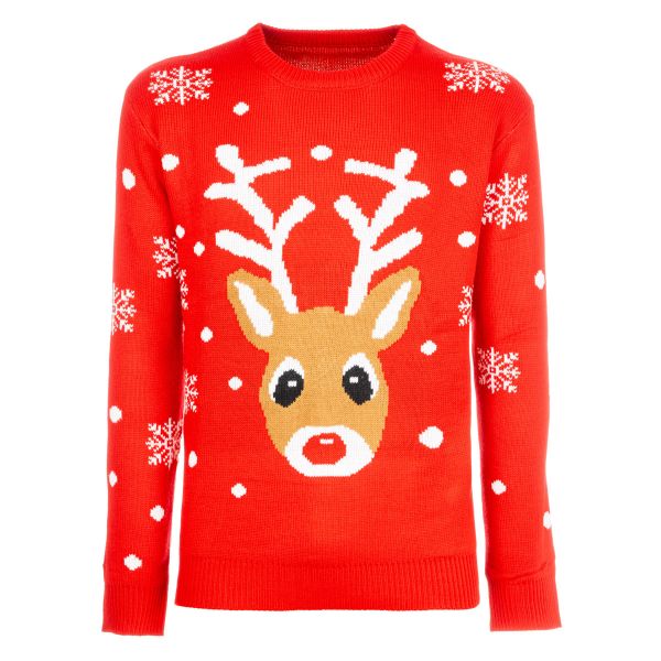 Maglione Natalizio White Antlers Reindeer