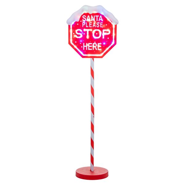 Cartello natalizio Santa Dreamers Stop 100 cm