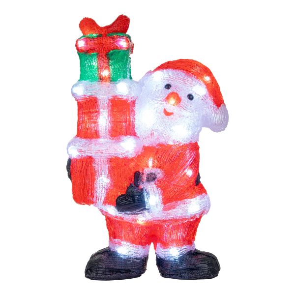 Babbo Natale Luminoso Consegna dei Doni 60 Led 43 cm - Bianco freddo
