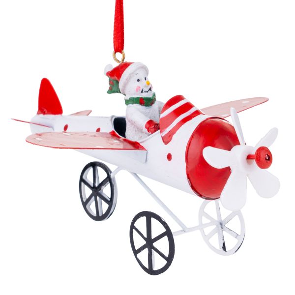 Addobbo Natalizio Pupazzo di Neve Aviatore Esperto 13 cm