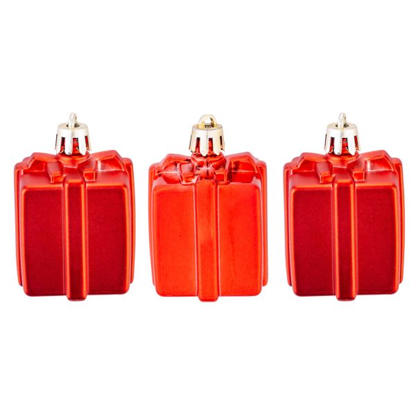 Set 3 Addobbi Natalizi Red New Year Gifts 5 cm