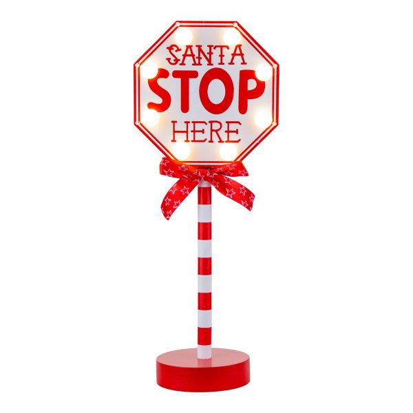 Cartello natalizio Santa Sleigh Stop 30 cm
