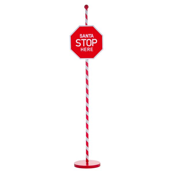 Cartello natalizio Santa Claus Lovers Stop 180 cm