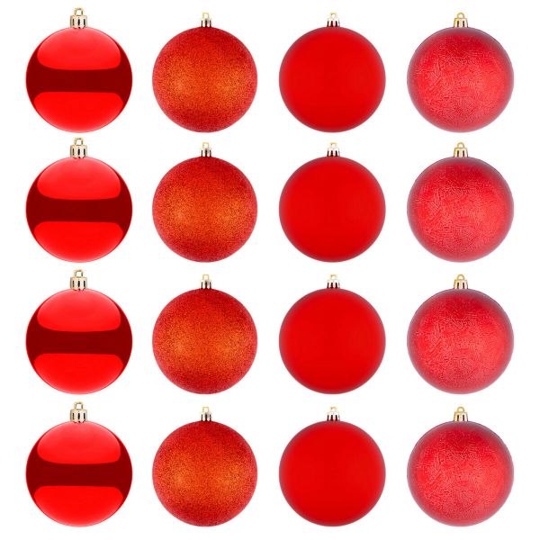 Set 16 Palline di Natale rosse Friendship Sweater 8 cm