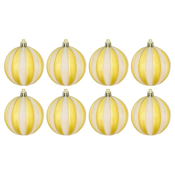 Set 8 Palline di Natale bianche e oro Christmas Circus 8 cm