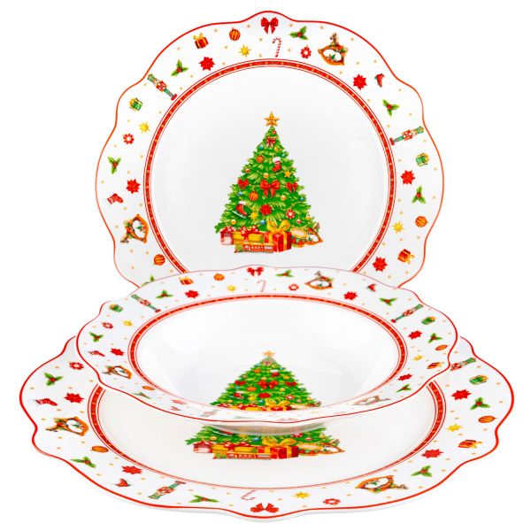 Servizio da 18 Piatti Natalizi in Porcellana All I Want for Christmas