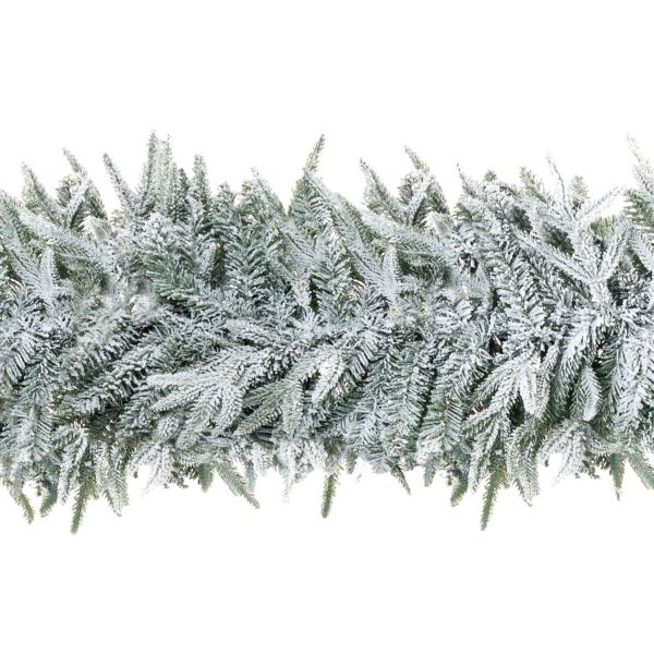 Festone di Natale verde innevato Ginza 270 cm