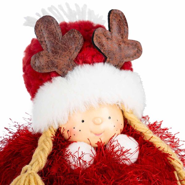 Bambina in rosso con frange Shan 18 cm 