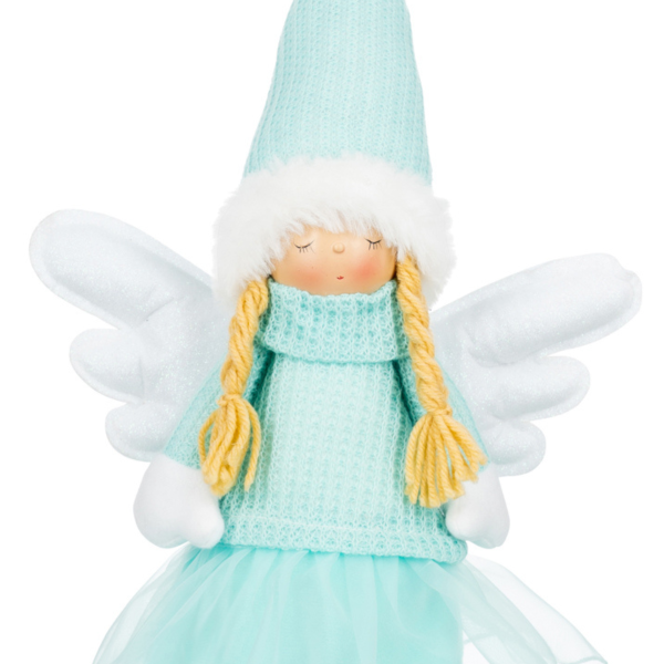 Bambina angelo in turchese con ali bianche Odette 40 cm