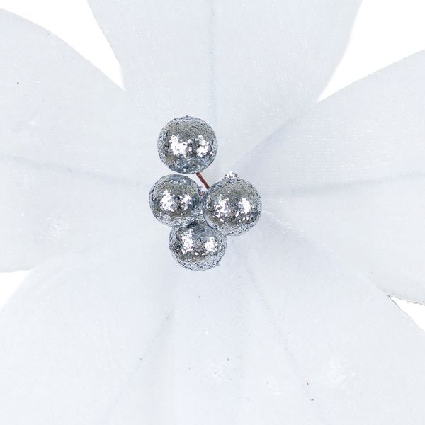 Fiore di Natale bianco River Silver Pearl 20 cm 