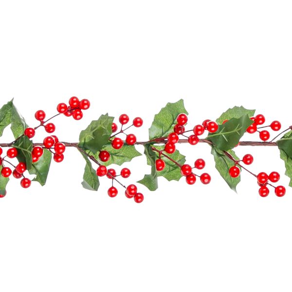 Festone di natale con bacche rosse Bastille 126 cm