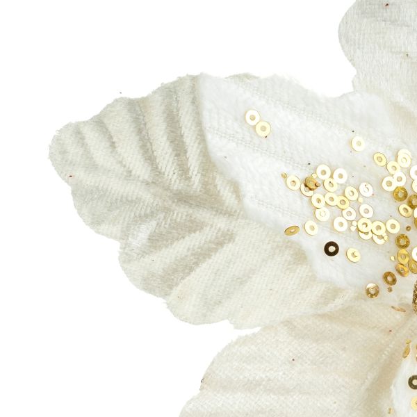 Fiore di Natale bianco con glitter Perle de la Riviere 18 cm