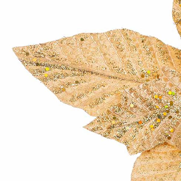 Fiore di Natale oro con glitter Narcisse 35 cm