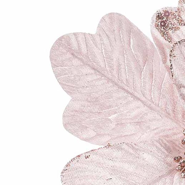 Fiore di Natale rosa con glitter Joyau de Petales 25 cm