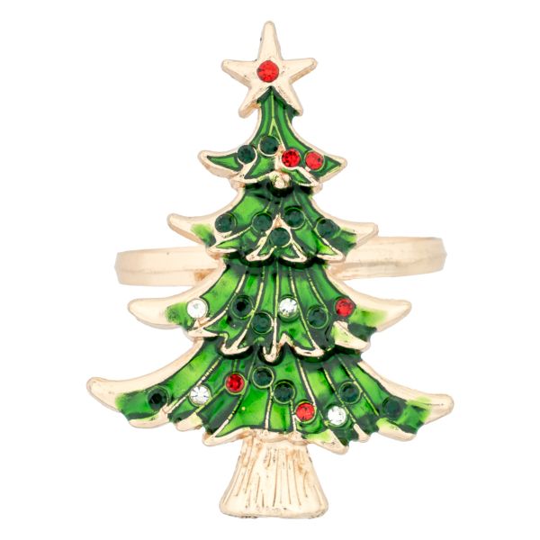 Set 4 Portatovaglioli Natalizi Red Star Trees 4 cm