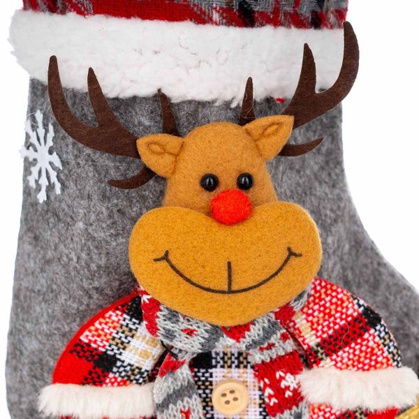 Calza di Natale grigia La Danza di Noel 35 cm