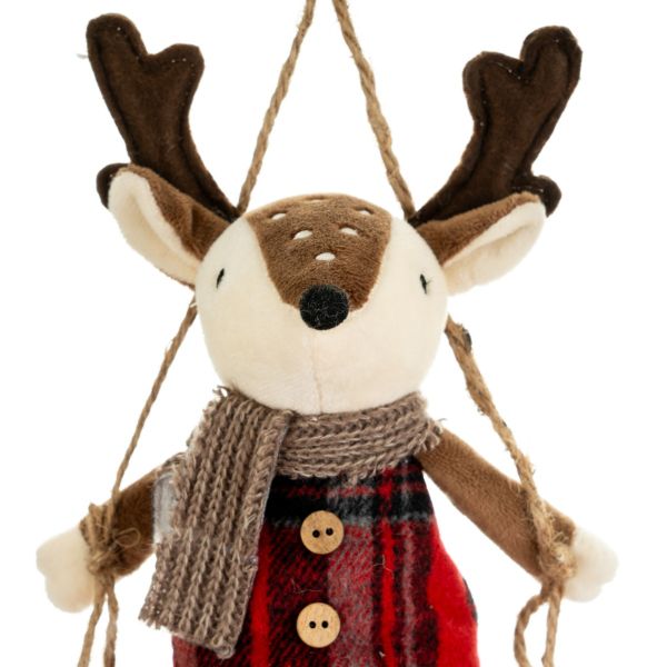 Renna Natalizia da appendere Reindeer on the Swing 34 cm