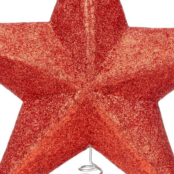 Puntale per Albero di Natale rosso a stella Valois  25 cm