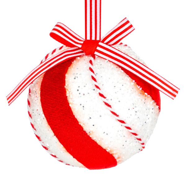 Set 6 Palline di Natale bianche e rosse Roads of the World 9 cm