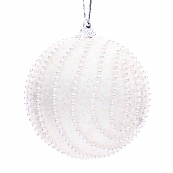Set 6 Palline di Natale bianche Antibes 9 cm
