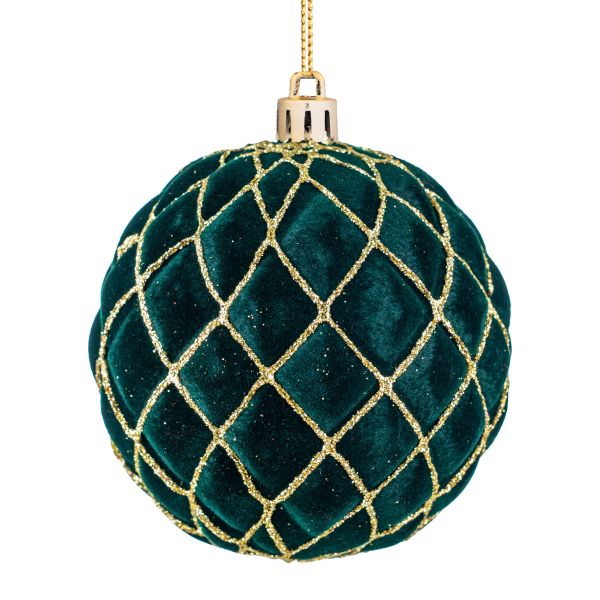 Set 6 Palline di Natale verdi Royal Leaves 8 cm 