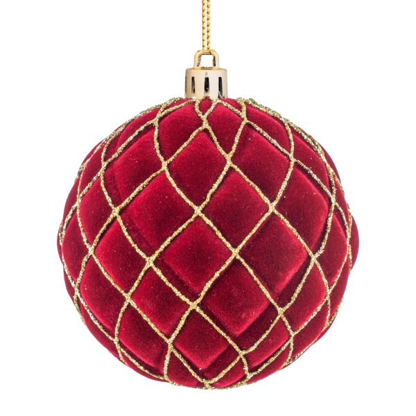 Set 6 Palline di Natale bordeaux Doni del Bosco 8 cm