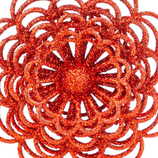 Addobbo Natalizio Red Crochet Flower 10 cm