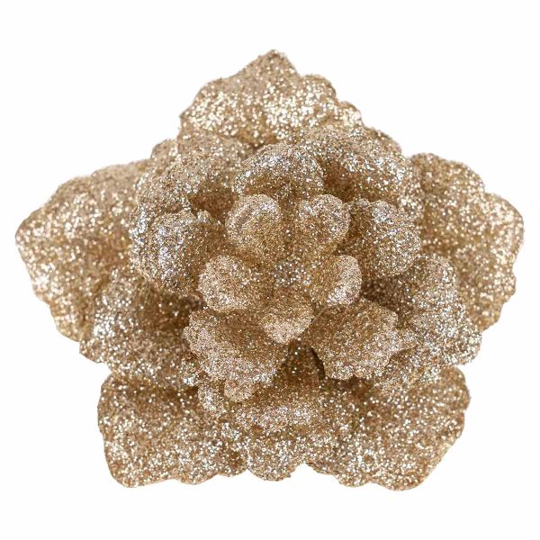 Set 3 Rose champagne con glitter Trois Promesses Eternelles 8 cm