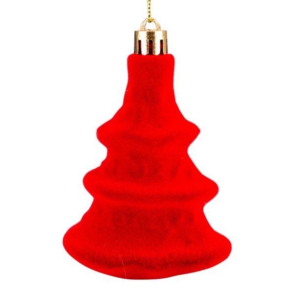 Set 4 Addobbi Natalizi Red Cream Fir Tree 9 cm