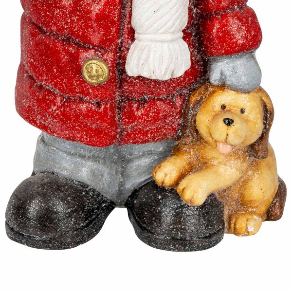 Bambina in rosso con abete e cagnolino Esels 40 cm