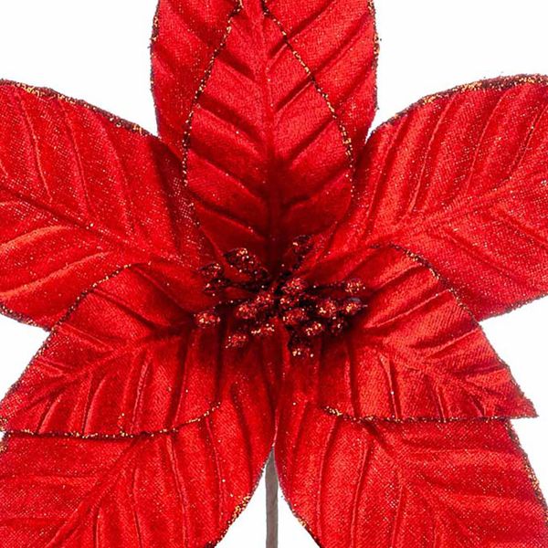 Fiore di Natale rosso con glitter Ame Brillante 30 cm
