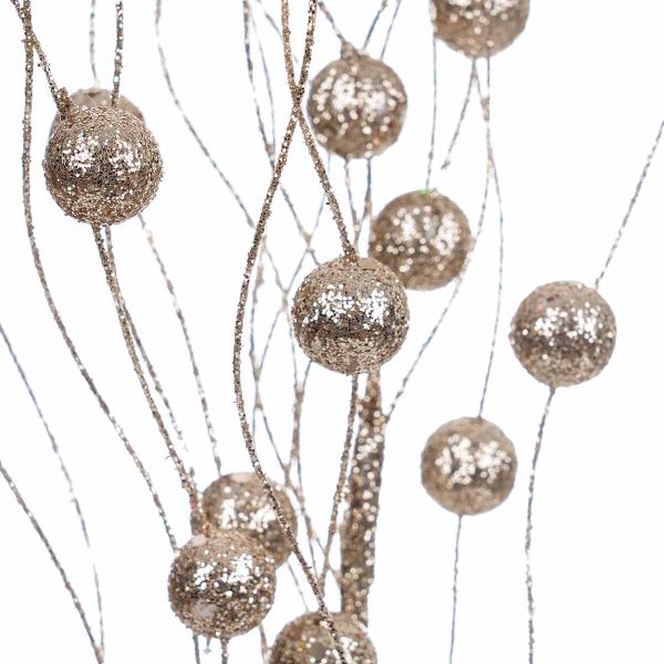 Ramo glitterato con sfere in champagne Mes Amis 57 cm