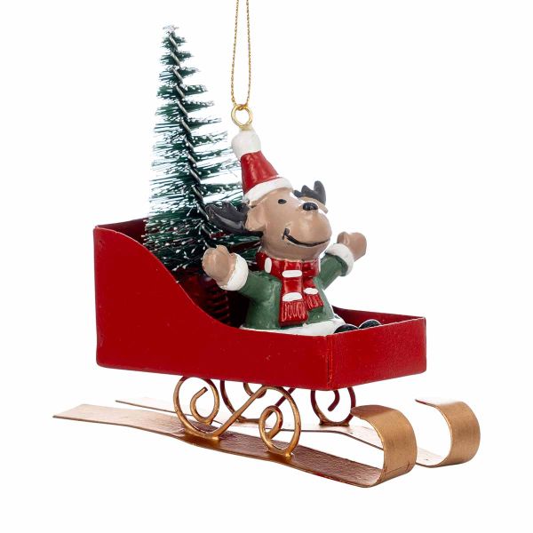 Addobbo Natalizio Reindeer Red Sleigh 10 cm
