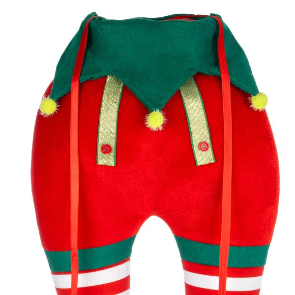 Addobbo Natalizio Gambe di Elfo Green Pompons 85 cm
