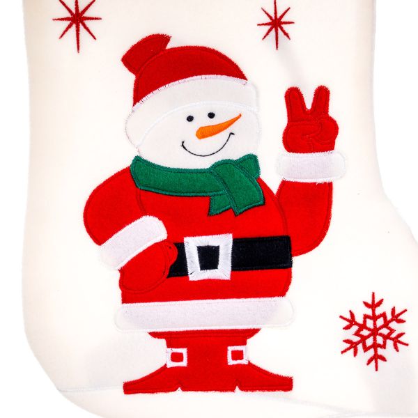 Calza di Natale bianca Snowman on mission for Santa 40 cm