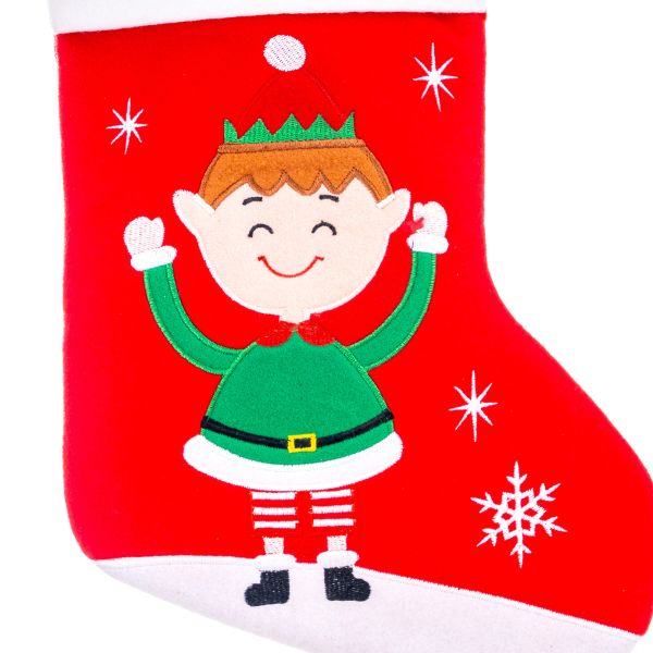 Calza di Natale rossa Joyful Elf under the Snow 40 cm