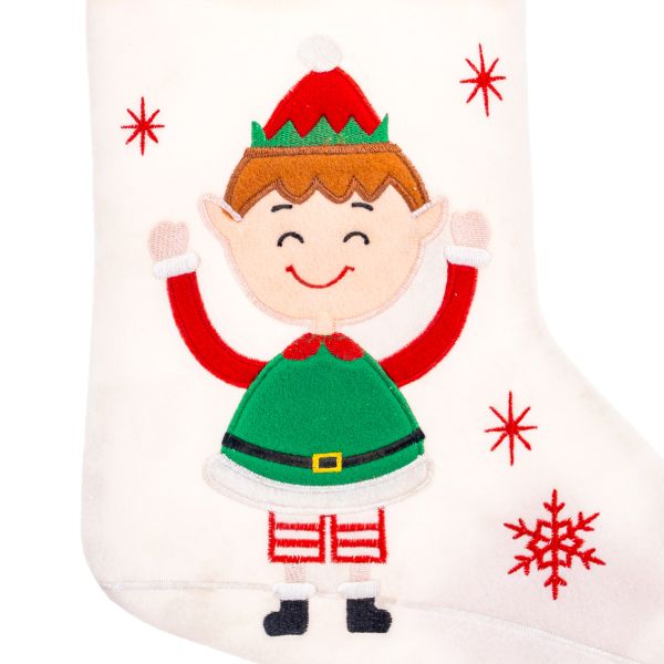 Calza di Natale bianco Happy Elf on the Snowy Glacier 40 cm