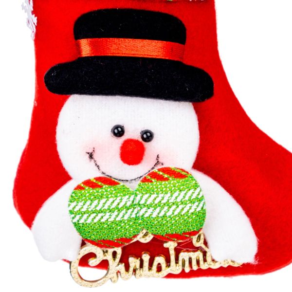 Calza di Natale rossa Cilindro del Pupazzo di Neve 16 cm