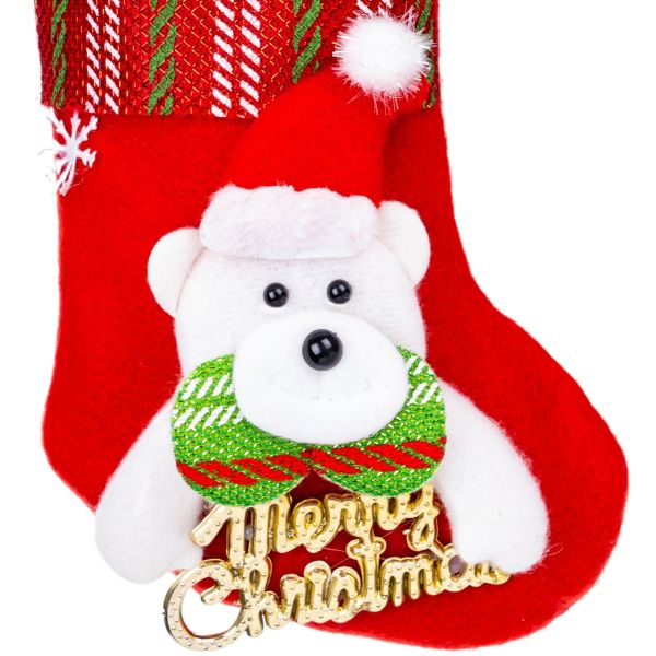 Calza di Natale rossa l'Augurio dell'Orso Mike 16 cm