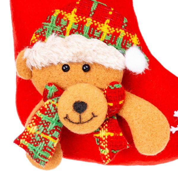 Calza di Natale rossa Orsetto Guardiano dei Dolci 16 cm