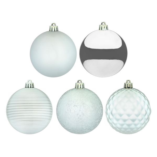 Set 34 Palline di Natale argento Universe Treasure 8 cm