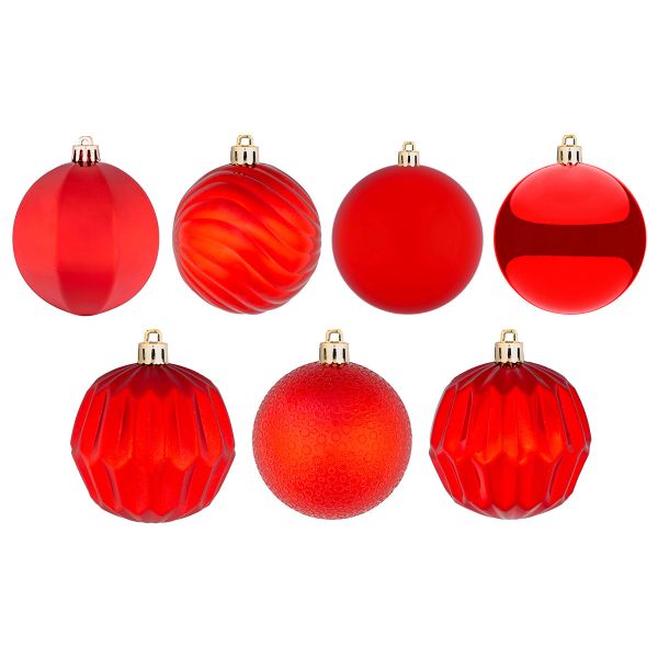 Set 34 palline di Natale rosse Rubino di Ihoa 8 cm