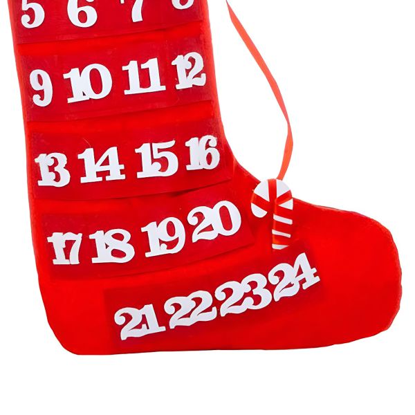 Calza di Natale rossa Conto alla Rovescia 55 cm