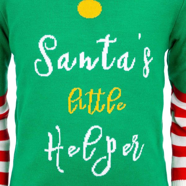 Maglione Natalizio per bambini in verde Santa's Little Helper