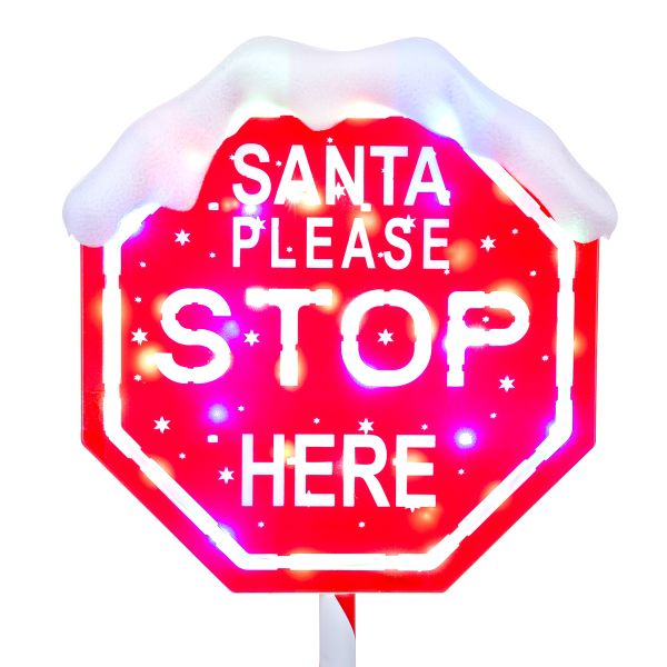 Cartello natalizio Santa Dreamers Stop 100 cm