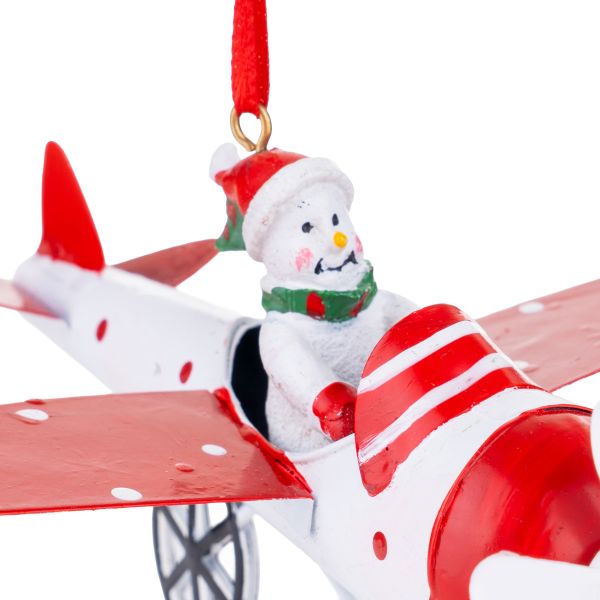 Addobbo Natalizio Pupazzo di Neve Aviatore Esperto 13 cm