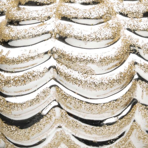 Pallina di Natale in vetro Cream Snow Mountain 8 cm