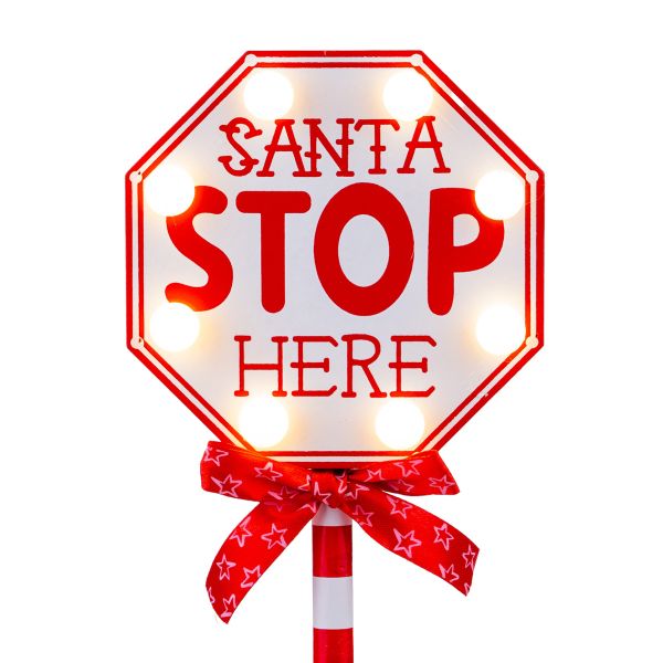 Cartello natalizio Santa Sleigh Stop 30 cm