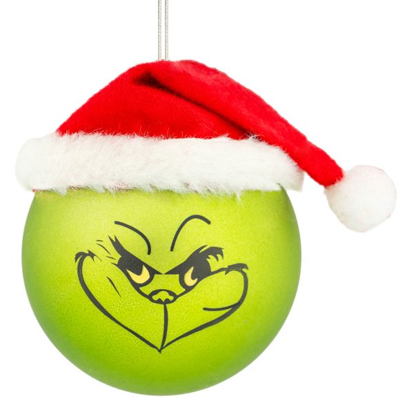 Set 6 Palline di Natale verdi Magic Grinch Face 8 cm 